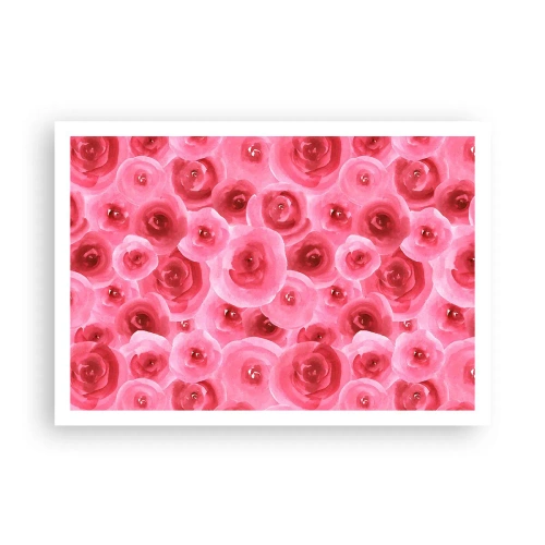 Plakat - Delikatne róże w pastelowych odcieniach różu - 100x70cm - Róże na dole i na górze - Nowoczesna dekoracja ścienna do salonu i sypialni ARTTOR