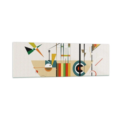 Obraz na szkle - Kolorowa abstrakcja z geometrycznymi kształtami - 160x50cm - I świat się śmieje - Nowoczesna dekoracja ścienna do salonu i sypialni ARTTOR