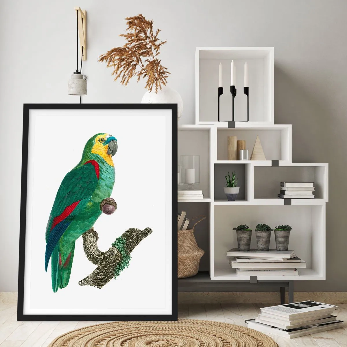 Plakat w czarnej ramie - Papuzi portret - 50x70cm - Papuzi portret - Nowoczesna dekoracja ścienna do salonu i sypialni ARTTOR