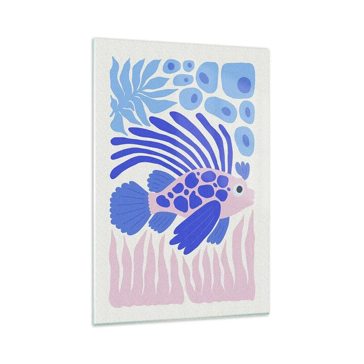 Obraz na szkle - Dekoracyjna ilustracja kolorowej ryby w stylu abstrakcyjnym - 80x120cm - W swoim żywiole - Nowoczesna dekoracja ścienna do salonu i sypialni ARTTOR