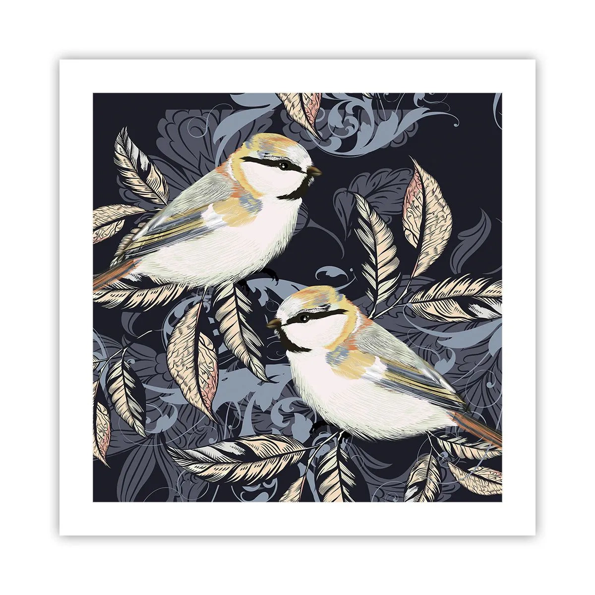 Plakat - Żółto-błękitny trel - 50x50 cm