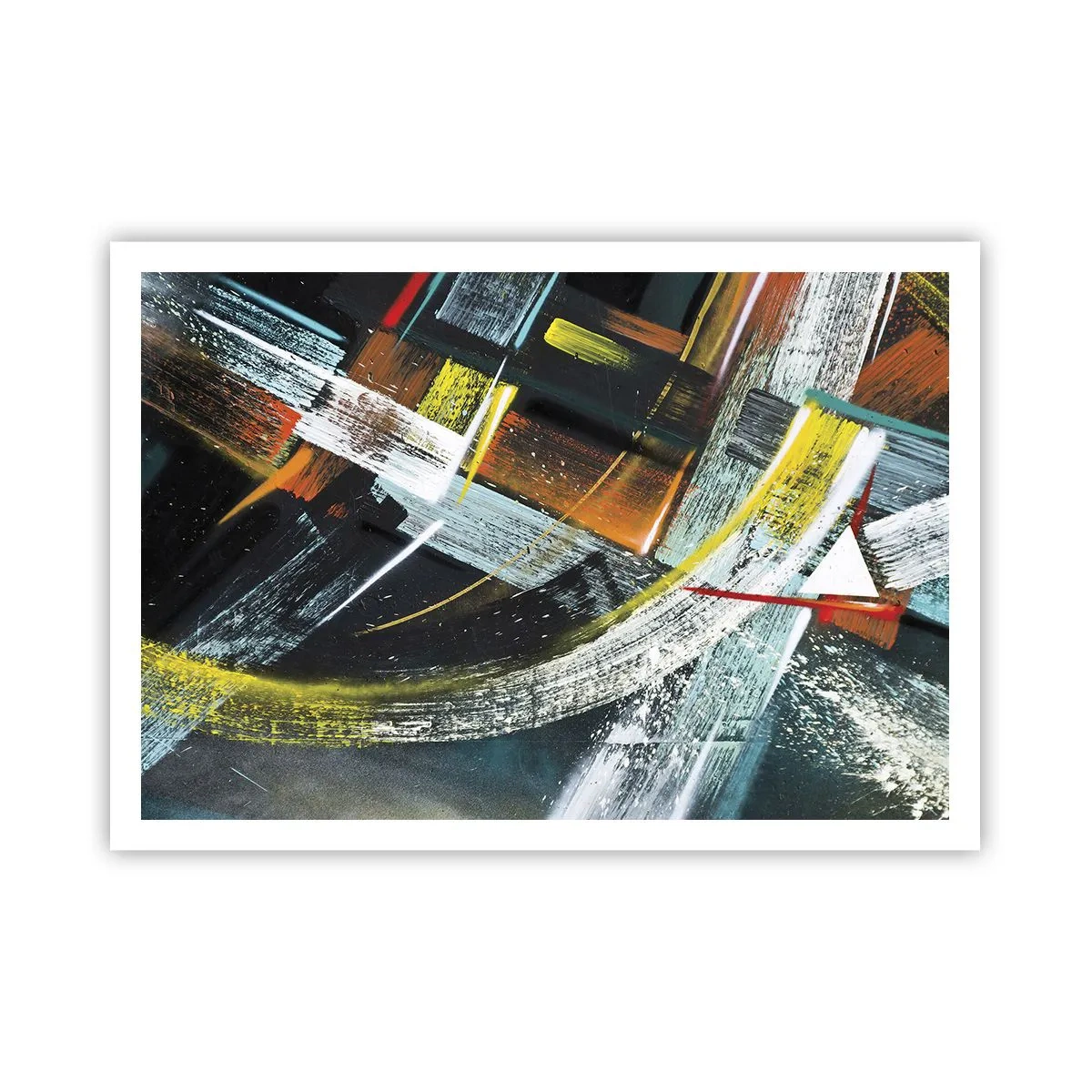 Plakat - Kolorowe abstrakcyjne pociągnięcia pędzla - 100x70cm - Energia ruchu - Nowoczesna dekoracja ścienna do salonu i sypialni ARTTOR