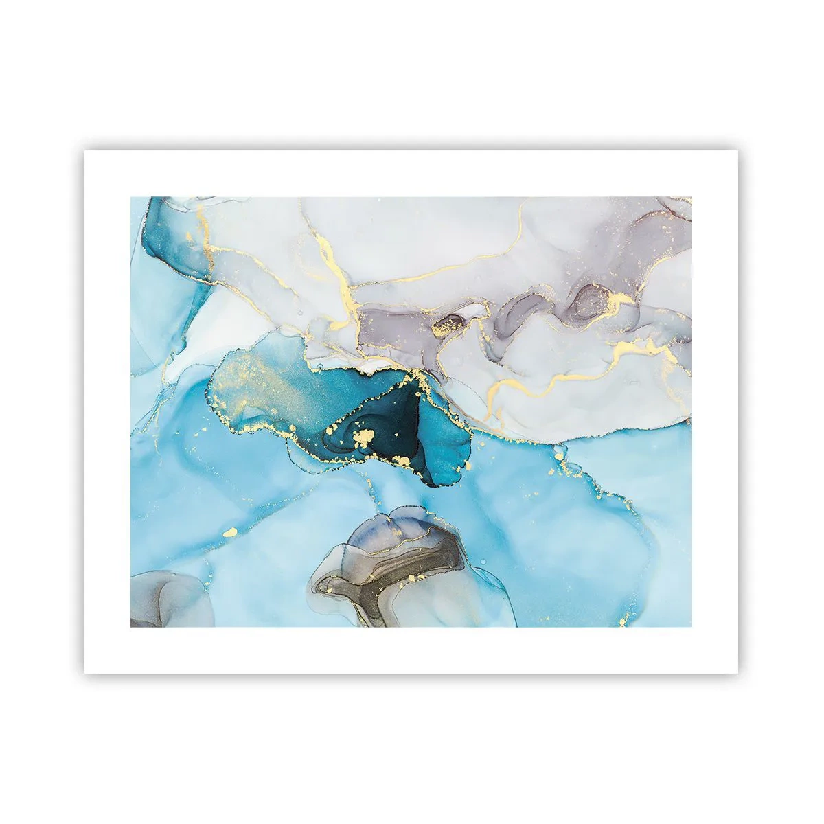 Plakat - Studium spotkania szarości z turkusem - 50x40 cm