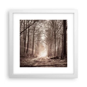 Plakat w białej ramie - Leśna katedra - 30x30 cm