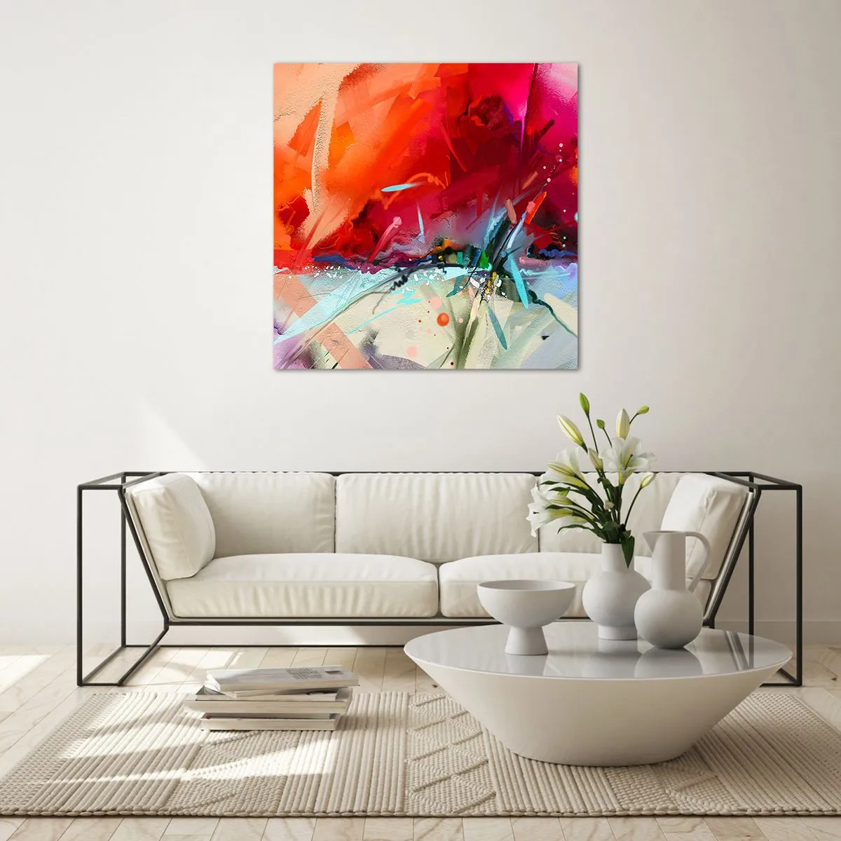 Obraz na szkle - Eksplozja świateł i barw - 70x70 cm