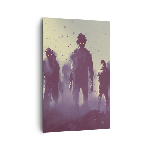 Obraz na płótnie - Mroczna scena z sylwetkami z żółtymi oczami - 80x120cm - Uważaj! Nadchodzą - Nowoczesna dekoracja ścienna do salonu i sypialni ARTTOR
