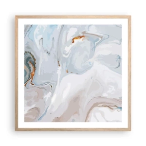 Plakat w ramie jasny dąb - Biel wypiętrzona - 60x60 cm