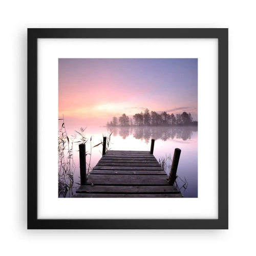 Plakat w czarnej ramie - Z liliowej mgły... - 30x30 cm