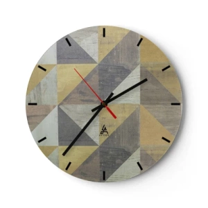 Zegar ścienny - Geometryczny wzór z trójkątów w odcieniach szarości i beżu - 30x30cm - Pod kątem trójkąta - Nowoczesna dekoracja ścienna do salonu, kuchni i sypialni ARTTOR