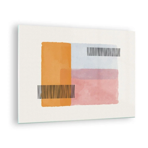 Obraz na szkle - Abstrakcyjne prostokąty z liniami w stylu minimalistycznym - 70x50cm - Z kąta w kąt - Nowoczesna dekoracja ścienna do salonu i sypialni ARTTOR