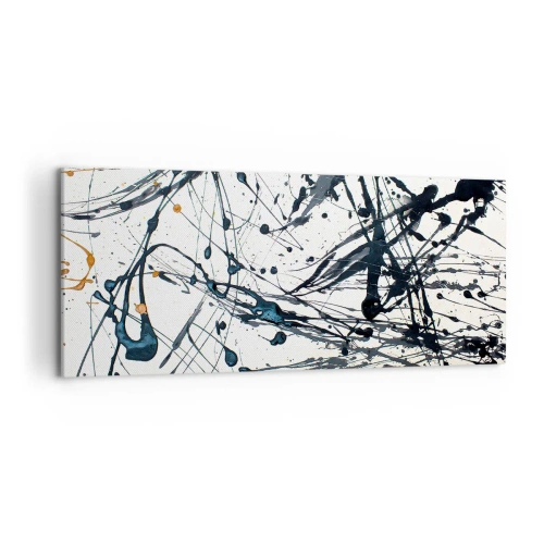 Obraz na płótnie - Abstrakcyjny obraz z rozpryskami farby w dynamicznych wzorach - 120x50cm - Abstrakcja ekspresjonistyczna - Nowoczesna dekoracja ścienna do salonu i sypialni ARTTOR