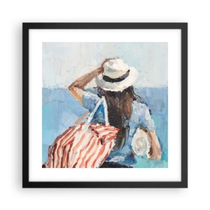 Plakat w czarnej ramie - Witaj na wakacjach - 40x40 cm