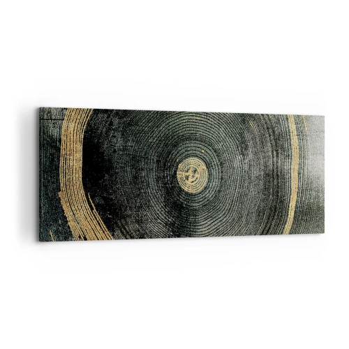 Obraz na płótnie - Koncentryczne kręgi z akcentami złota - 120x50cm - Zmiana i trwanie - Nowoczesna dekoracja ścienna do salonu i sypialni ARTTOR