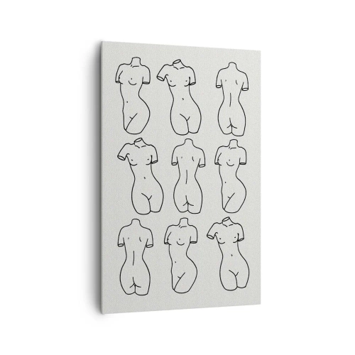 Obraz na płótnie - Minimalistyczna grafika przedstawiająca nagie kobiece sylwetki - 80x120cm - Tylko Wenus - Nowoczesna dekoracja ścienna do salonu i sypialni ARTTOR