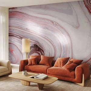 Fototapeta Premium Canvas - Abstrakcyjny wzór w kolorach różu i bieli - 100x70cm - Prosto, potem w prawo na dół - Nowoczesna dekoracja ścienna do salonu i sypialni ARTTOR