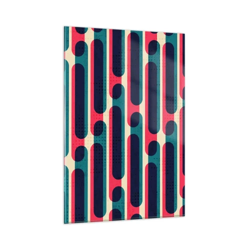 Obraz na szkle - Geometryczny wzór w stylu retro z pastelowymi barwami - 80x120cm - W głąb i do przodu - Nowoczesna dekoracja ścienna do salonu i sypialni ARTTOR
