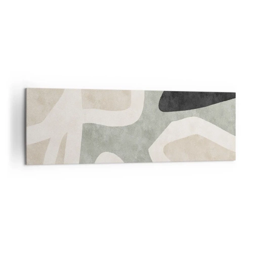 Obraz na płótnie - Abstrakcyjne kształty w stonowanych barwach - 160x50cm - Kompozycja z motywem czerni - Nowoczesna dekoracja ścienna do salonu i sypialni ARTTOR