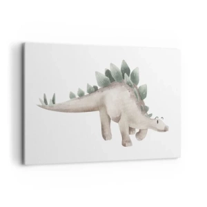 Obraz na płótnie - Uroczy dinozaur w pastelowych kolorach - 120x80cm - Wasz przyjaciel - Nowoczesna dekoracja ścienna do salonu, kuchni i sypialni ARTTOR