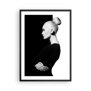 Plakat w czarnej ramie - Minimalistyczny portret kobiety w czarno-białej kompozycji - 50x70cm - Po prostu kobieta - Nowoczesna dekoracja ścienna do salonu i sypialni ARTTOR