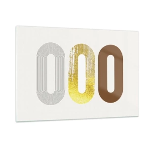 Obraz na szkle - Nowoczesna grafika geometryczna w złocie i brązie - 120x80cm - Ooo! - Nowoczesna dekoracja ścienna do salonu, kuchni i sypialni ARTTOR