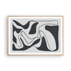 Plakat w ramie jasny dąb - Abstrakcyjna zabawa w labiryncie - 100x70 cm