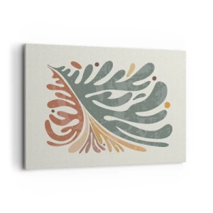 Obraz na płótnie - Kolorowy abstrakcyjny liść na jasnym tle - 100x70cm - Wielobarwny liść - Nowoczesna dekoracja ścienna do salonu, kuchni i sypialni ARTTOR