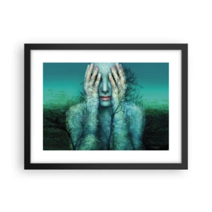 Plakat w czarnej ramie - Zanurzona w błękicie - 40x30 cm