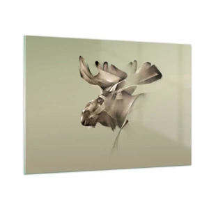 Obraz na szkle - Nowoczesny wizerunek łosia na zielonym tle - 100x70cm - Łagodna siła spokoju - Nowoczesna dekoracja ścienna do salonu, kuchni i sypialni ARTTOR