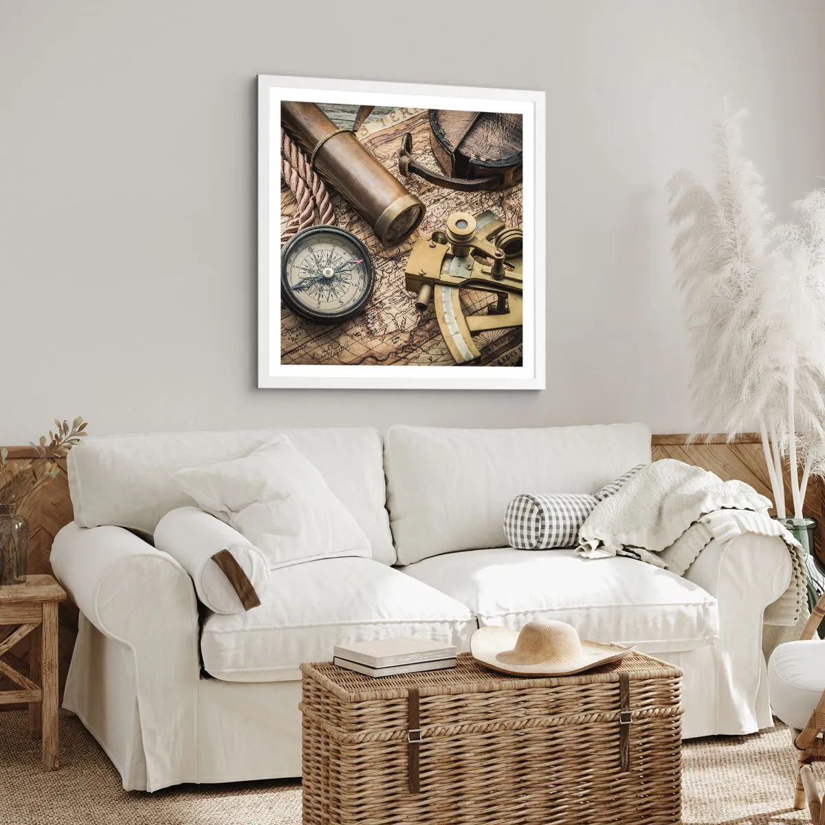 Plakat w białej ramie - Wyznacz kurs - 50x50 cm