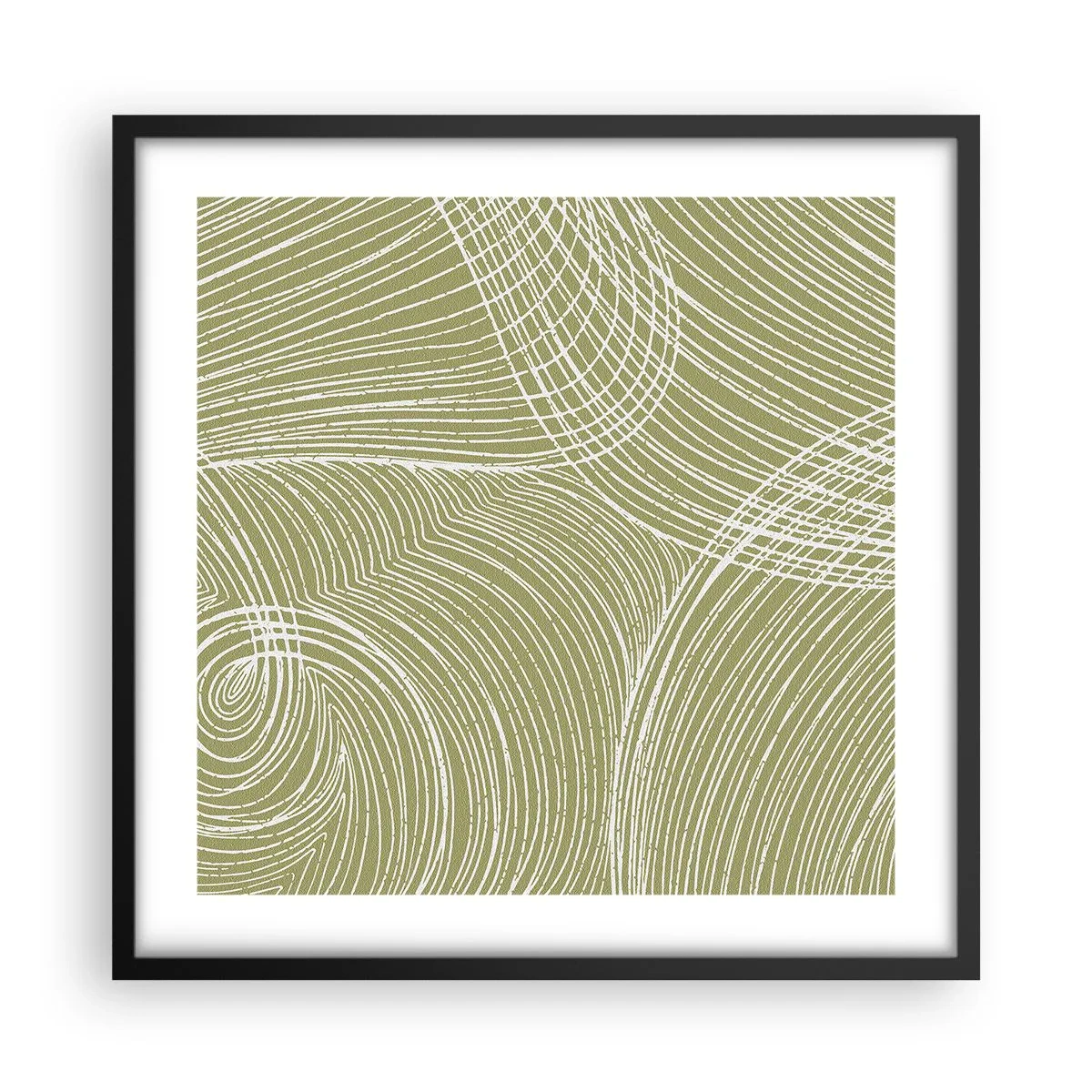 Plakat w czarnej ramie - Abstrakcja misterna w bieli - 50x50 cm
