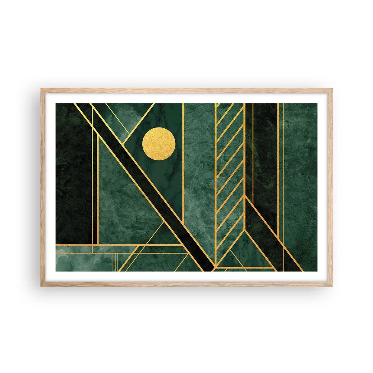 Plakat w ramie jasny dąb - Dynamika złota i lazuru - 91x61 cm