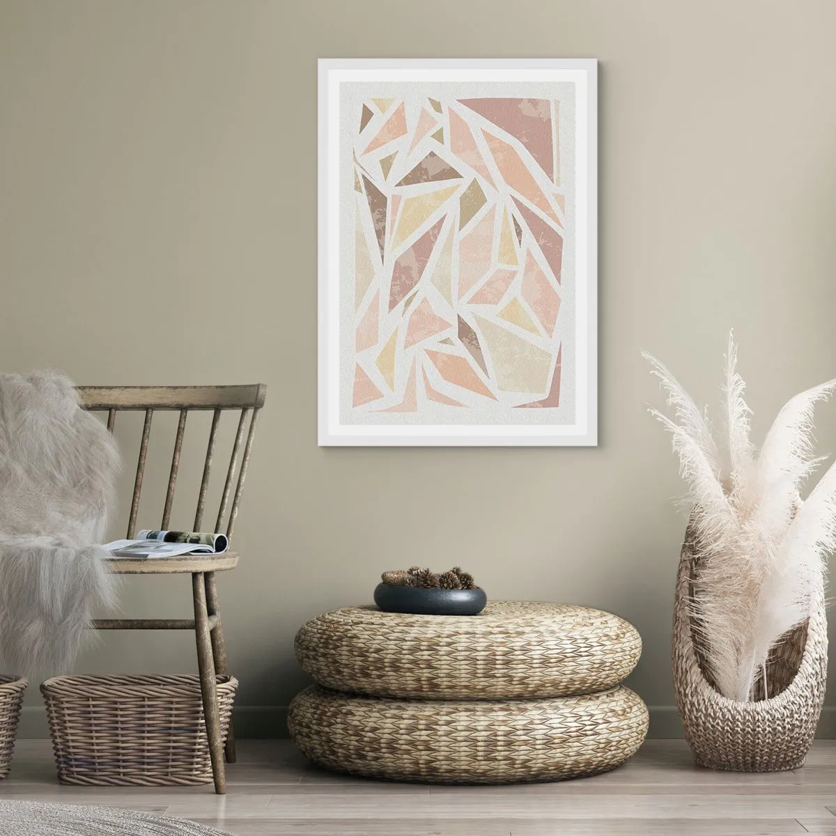 Plakat w białej ramie - Kompozycja witrażowa - 50x70 cm