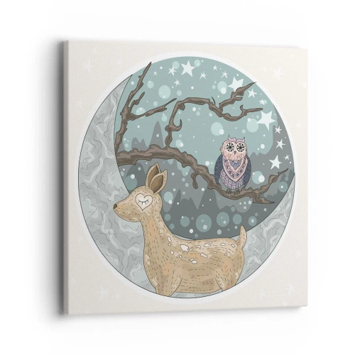Obraz na płótnie - Bajkowa, leśna noc - 40x40 cm