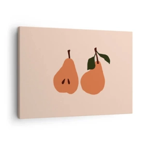 Obraz na płótnie - Minimalistyczna ilustracja dwóch gruszek na beżowym tle - 70x50cm - Sama słodycz - Nowoczesna dekoracja ścienna do salonu i sypialni ARTTOR