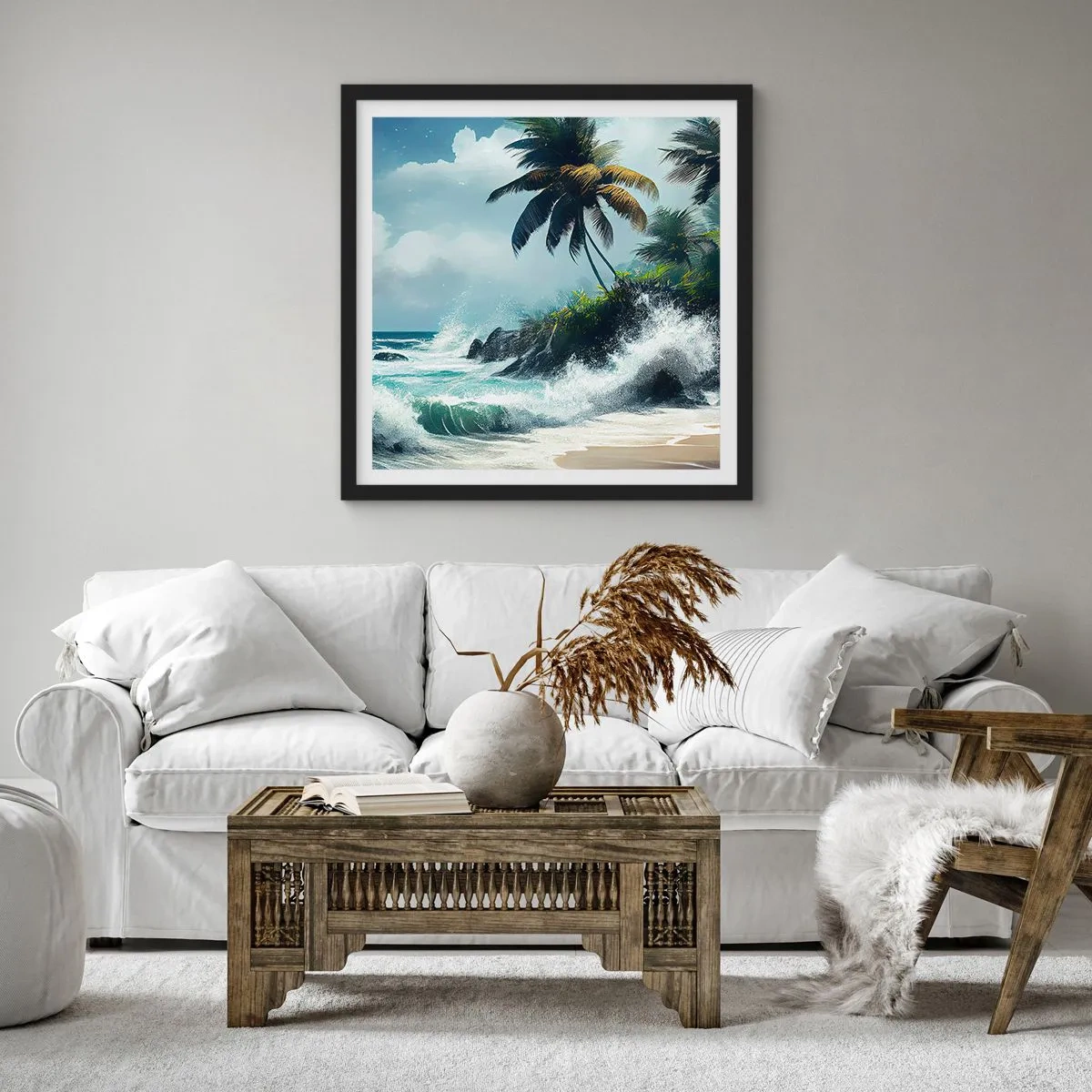 Plakat w czarnej ramie - Na tropikalnym brzegu - 40x40 cm