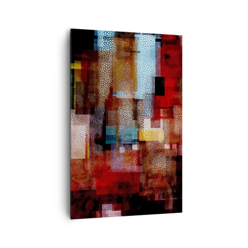Obraz na płótnie - Geometryczna abstrakcja w intensywnych odcieniach czerwieni - 80x120cm - Pomieszanie z poplątaniem - Nowoczesna dekoracja ścienna do salonu i sypialni ARTTOR