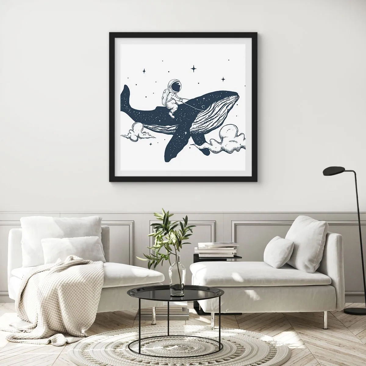 Plakat w czarnej ramie - Kosmiczna przygoda - 40x40 cm