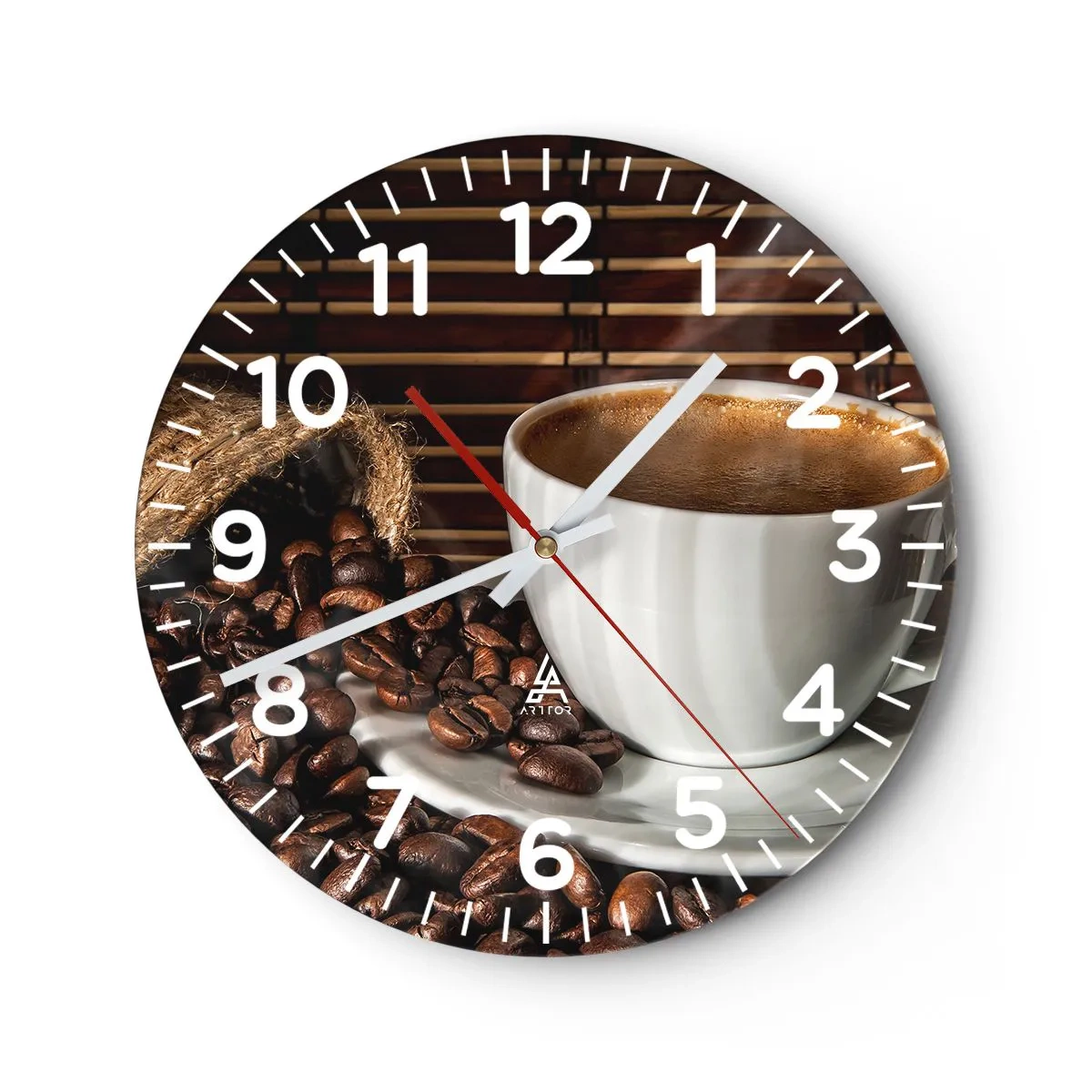 Zegar ścienny - Czarność węgla, przejrzystość bursztynu - 40x40 cm