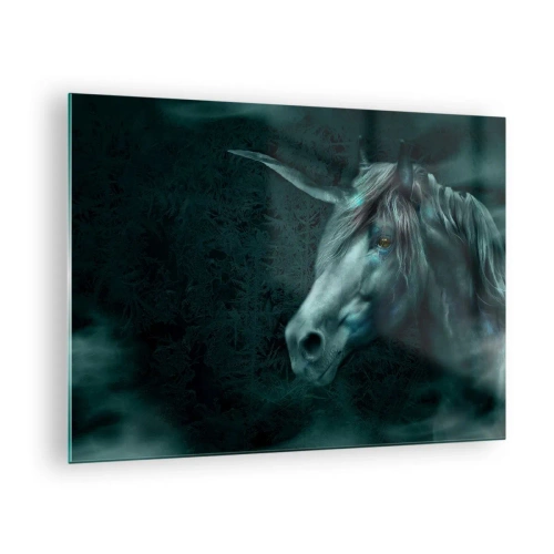 Obraz na szkle - Jednorożec w tajemniczym lesie - 70x50cm - W baśniowym lesie - Nowoczesna dekoracja ścienna do salonu i sypialni ARTTOR