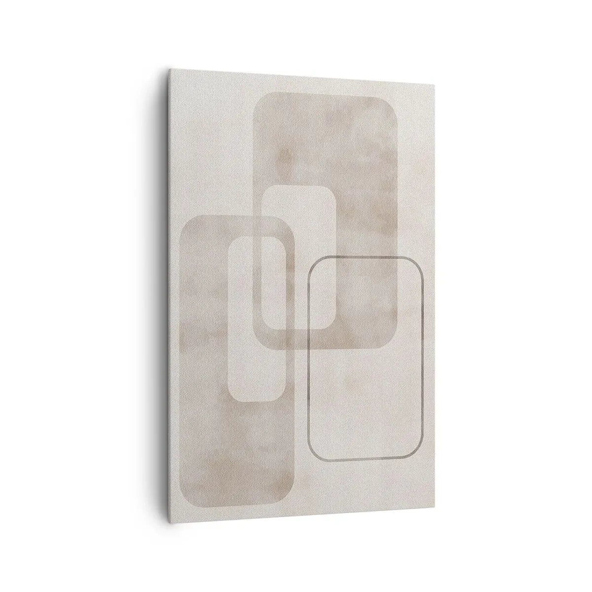 Obraz na płótnie - Minimalistyczna kompozycja z prostokątami w beżowych odcieniach na subtelnym tle - 80x120cm - Geometryczna fuga - Nowoczesna dekoracja ścienna do salonu i sypialni ARTTOR