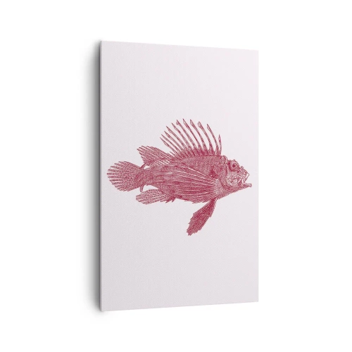 Obraz na płótnie - Rysunek ryby w czerwonym odcieniu - 80x120cm - Mieszkanka egzotycznych wód - Nowoczesna dekoracja ścienna do salonu i sypialni ARTTOR