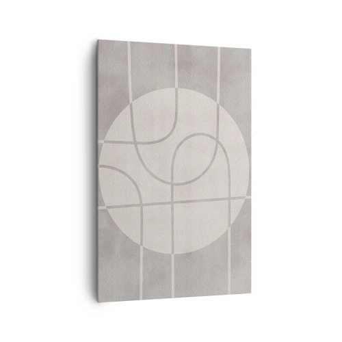 Obraz na płótnie - Geometryczny wzór w odcieniach szarości i bieli - 80x120cm - Koliście i na wprost - Nowoczesna dekoracja ścienna do salonu i sypialni ARTTOR