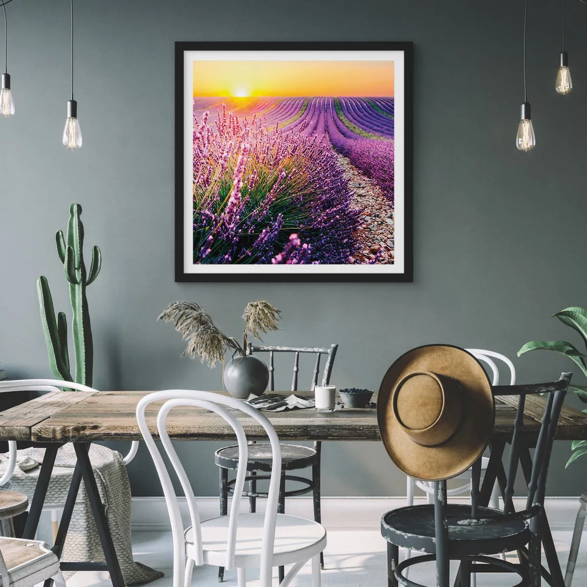 Plakat w czarnej ramie - Pachnący łan - 30x30 cm