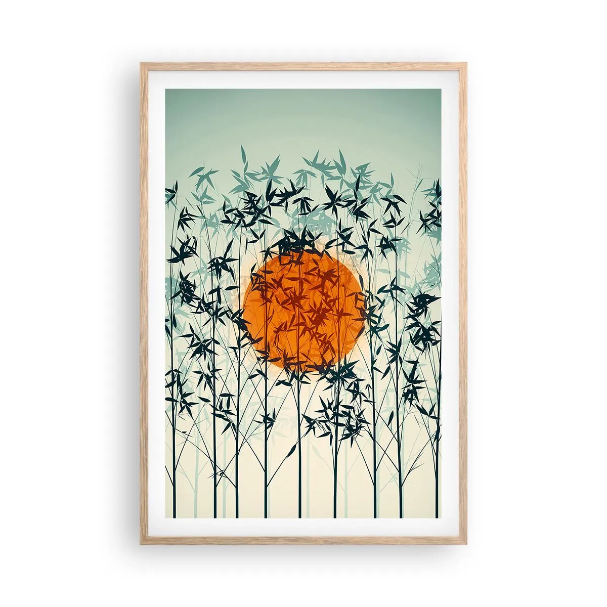 Plakat w ramie jasny dąb - Japońskie słońce - 61x91 cm