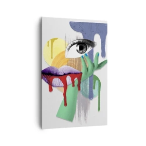 Obraz na płótnie - Zdekonstruowany portret z abstrakcyjnymi elementami - 80x120cm - Portret zdekonstruowany - Nowoczesna dekoracja ścienna do salonu i sypialni ARTTOR