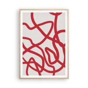 Plakat w ramie jasny dąb - Czerwono na białym - 70x100 cm