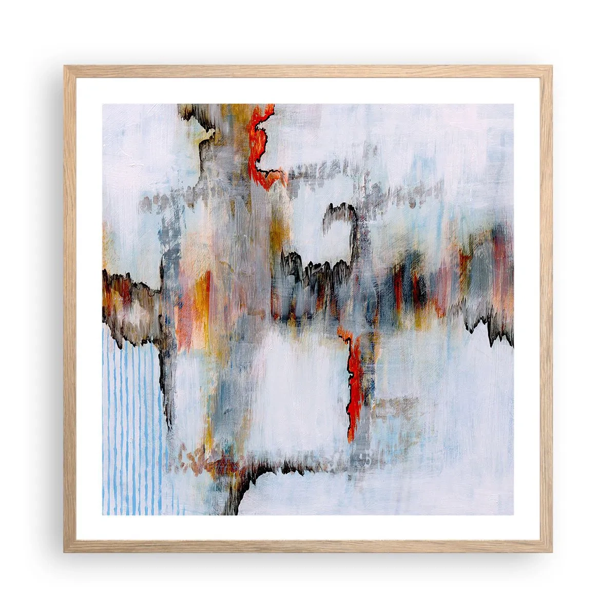 Plakat w ramie jasny dąb - Patykiem na wodzie - 60x60 cm