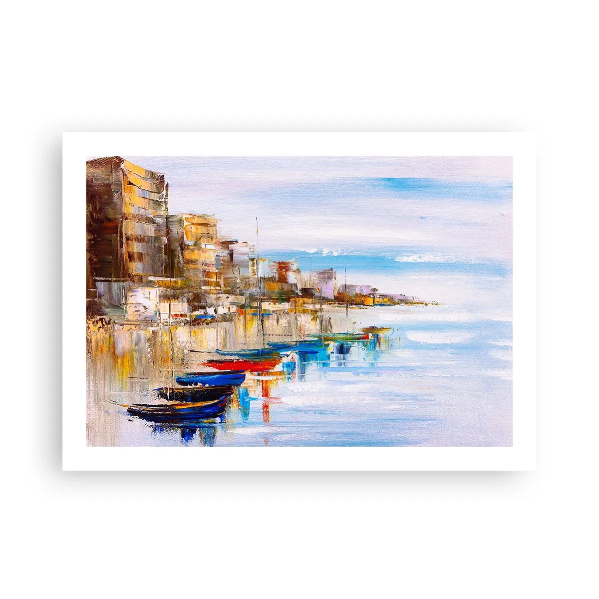 Plakat - Wielobarwna miejska przystań - 70x50 cm