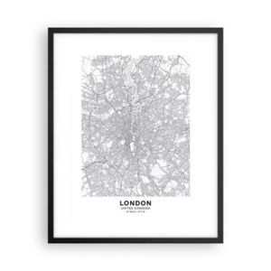Plakat w czarnej ramie - Mapa londyńskiego labiryntu - 40x50 cm