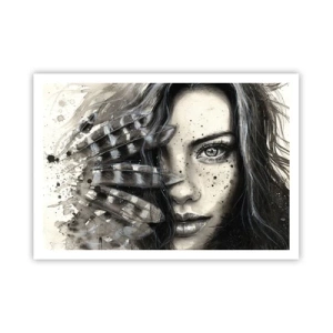 Plakat - Artystyczny portret kobiety z abstrakcyjnymi detalami - 100x70cm - Dzika piękność - Nowoczesna dekoracja ścienna do salonu i sypialni ARTTOR